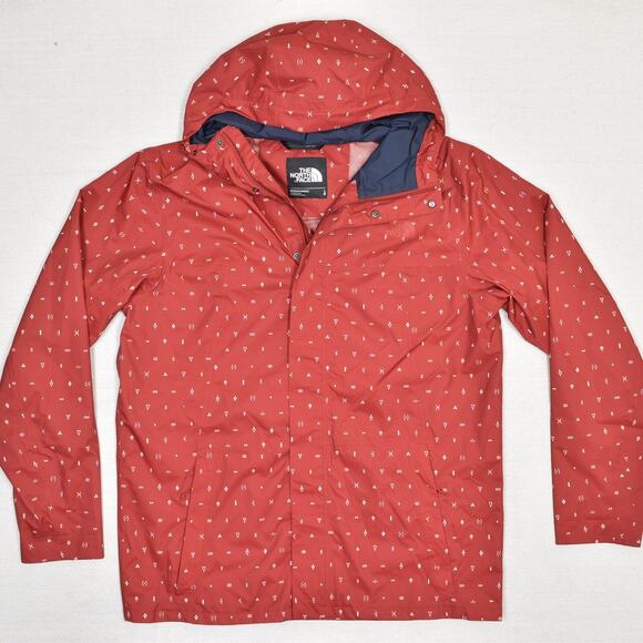 The North Face Men's Full Zip Jacket Hooded Geometric Polyester Red Size L - Picture 1 of 8